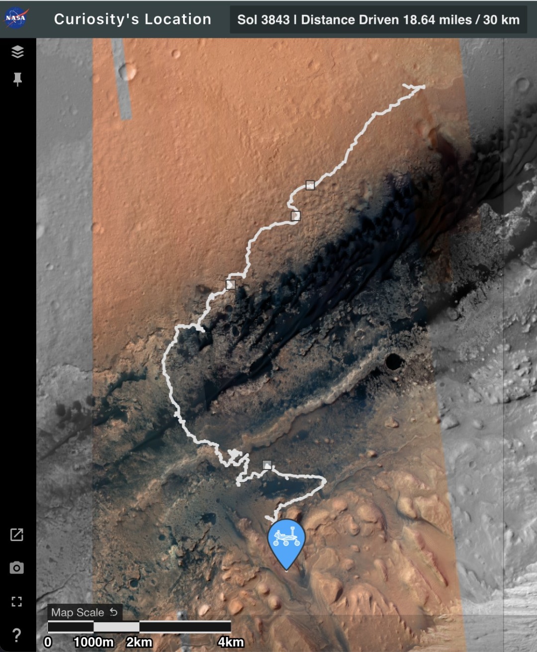 Ровер Curiosity проехал уже более 30 км на Марсе