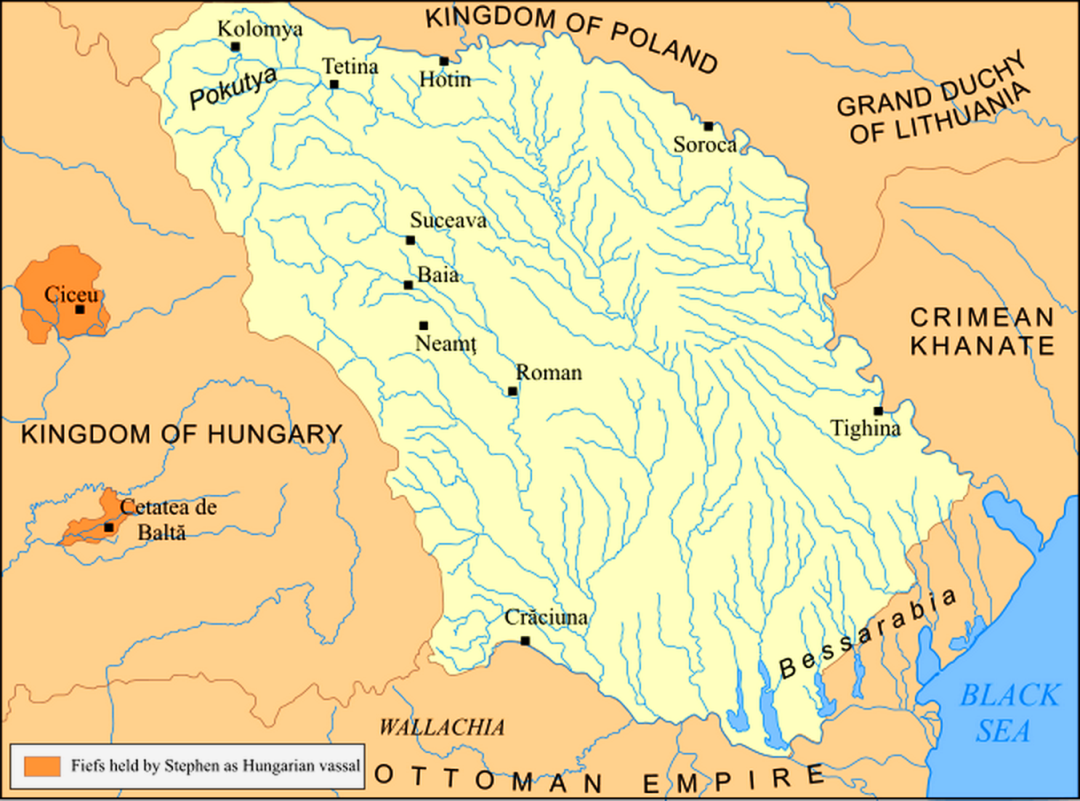 Молдовське князівство за Штефана чел Маре, приблизно 1500 р.