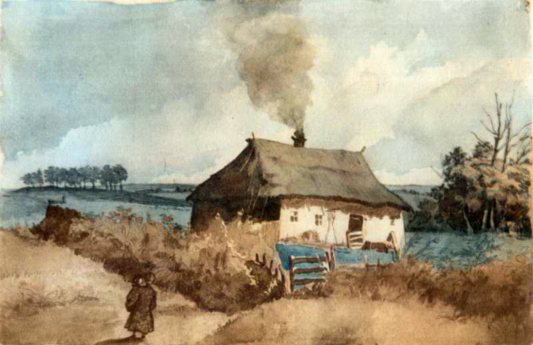 Тарас Шевченко, “На околиці”, акварель, 1845 р.