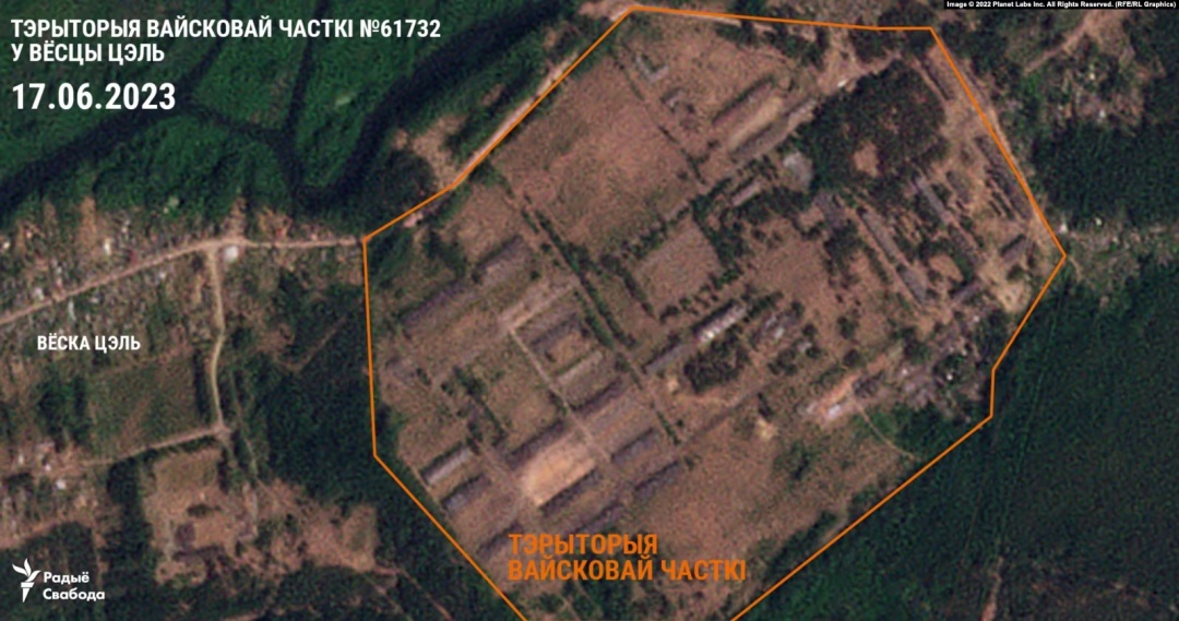Супутниковий знімок військової частини в селі Цель 17 червня