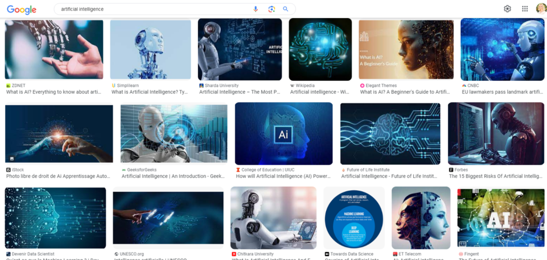 Google image search results for "Artificial intelligence