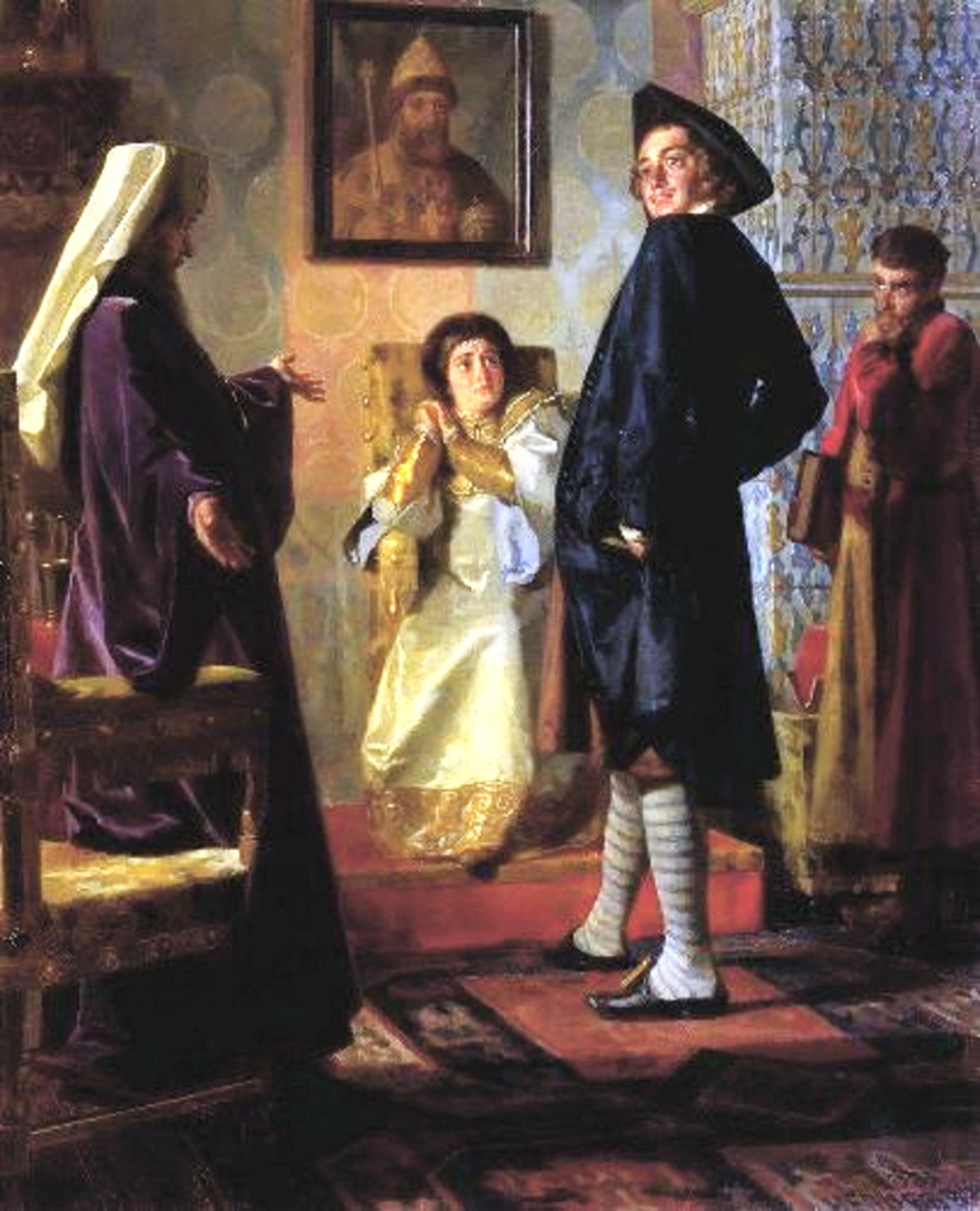 Ніколай Неврєв, “Петро I в іноземному вбранні перед матір'ю...”, 1903 р.