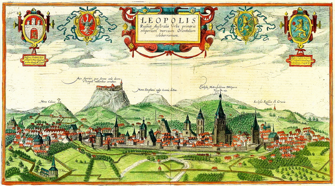 Абрахам Гогенберг, панорама Львова., гравюра, 1616 р.
