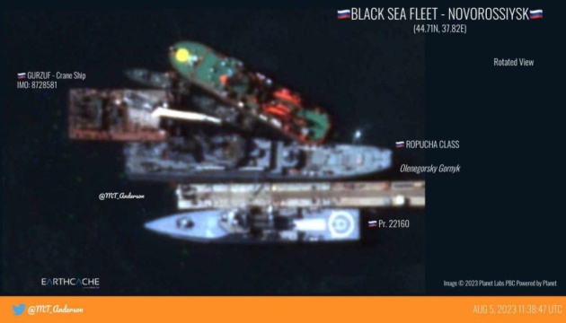 New images of Russian Navy’s landing ship damaged by drone New images of Russian Navy’s landing ship damaged by drone