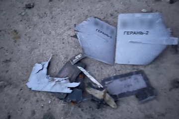 Border guards show wreckage of Shahed UAVs shot down in Odesa region