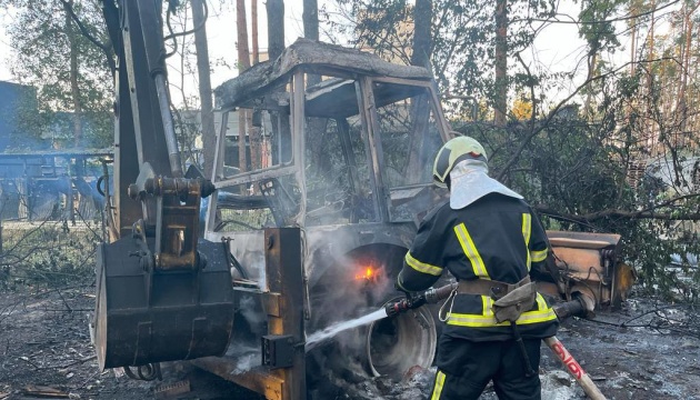 Missile debris sparks fire in Kyiv region