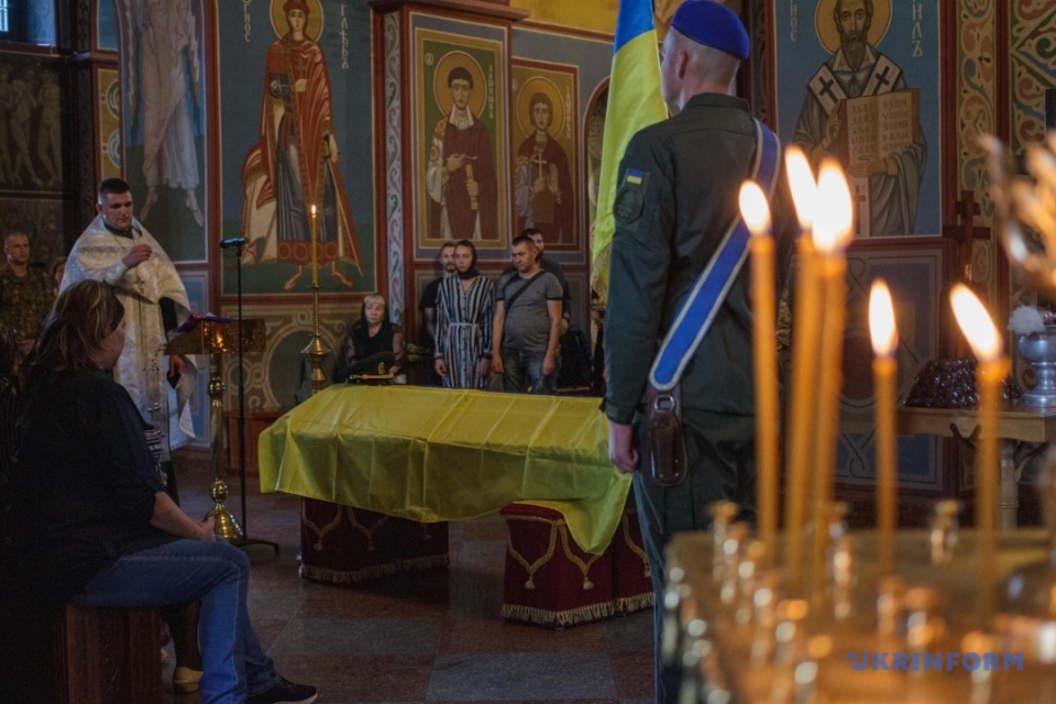 У Києві попрощалися із загиблим бійцем батальйону ім. Кульчицького Сергієм Радюком / Фото: Кирило Чуботін, Укрінформ