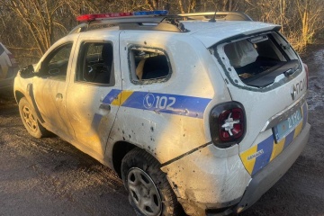Russian drone attacks police car in Kharkiv region