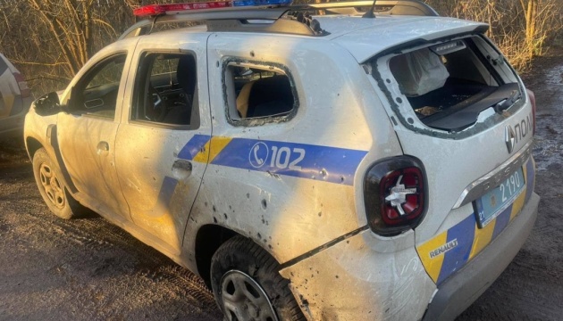 Russian drone attacks police car in Kharkiv region
