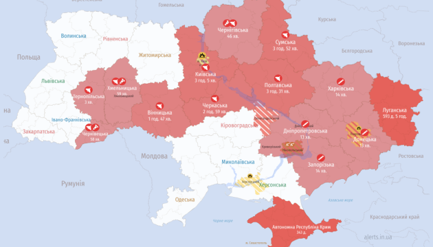 Vzdušné poplachy sú už v 13 oblastiach Ukrajiny, protivzdušná obrana pôsobí na prístupoch ku Kyjevu