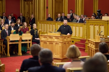 Zelensky interviene en el parlamento noruego