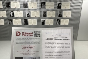 "Unissued diplomas" of Ukrainian students are shown at University of Strasbourg
