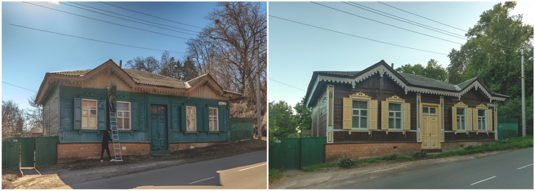 Дерев’яна садиба у Чернігові до і після відновлення