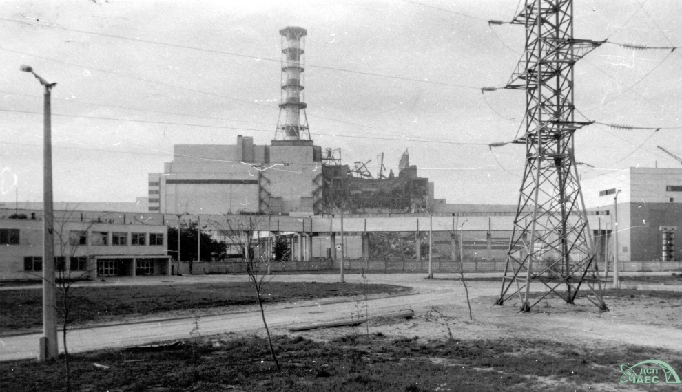 Ruins of Reactor No.4, 27 April 1986. Photo:  DSP Chornobyl NPP