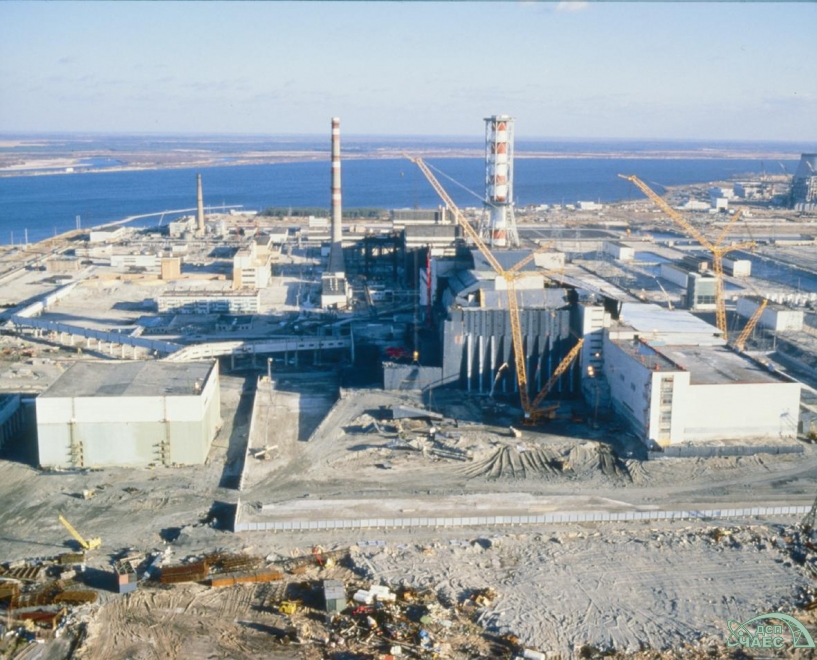 Construction site of the Containment facility; Photo:  DSP Chornobyl NPP