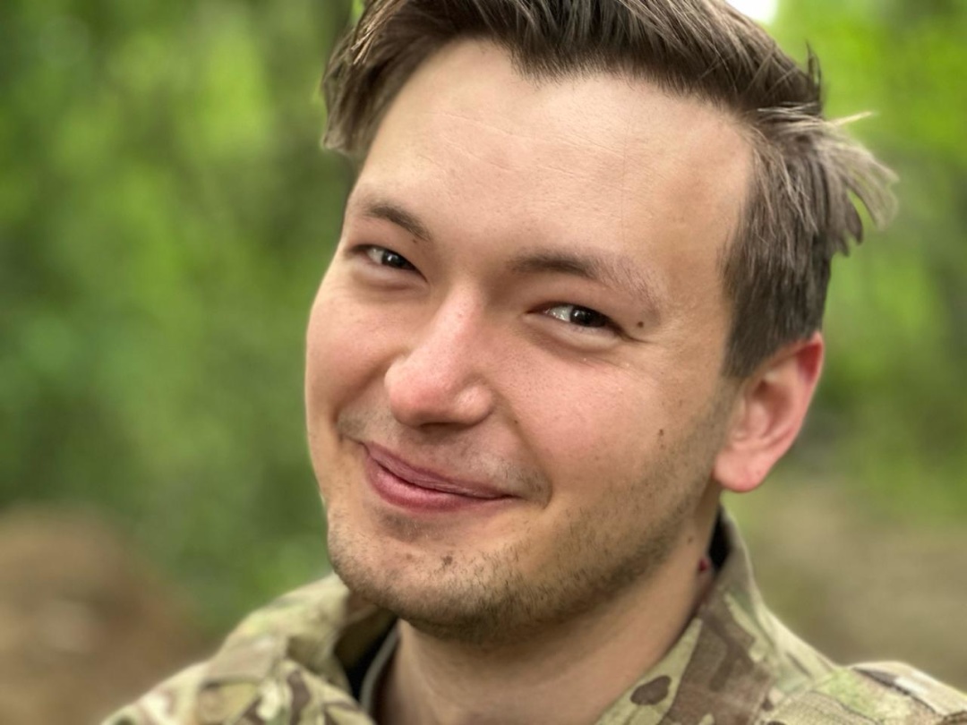 Yevhenii, 24, is a press official with the 28th Mechanized Brigade. Photo Credit: Sarah Ashton-Cirillo