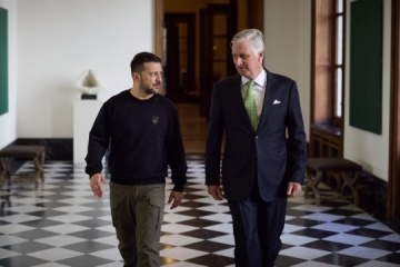 Le roi des Belges Philippe reçoit le président ukrainien au palais royal de Bruxelles