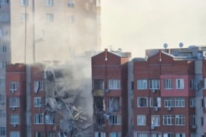 Four floors of building destroyed in Dnipro as result of rocket attack