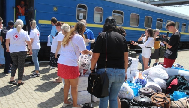 Group of people from Kharkiv region evacuated to Transcarpathia by train