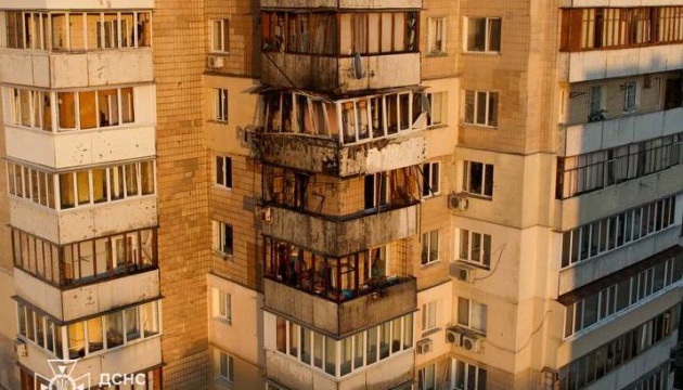 Four apartments severely damaged in Kyiv high-rise after rocket attack