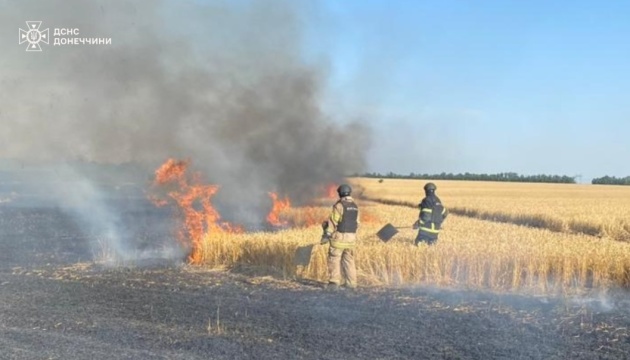 На Донеччині через російські обстріли за добу згоріли до 100 га пшениці