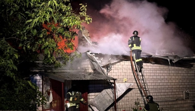 Residential building catches fire in Kyiv region due to falling drone debris