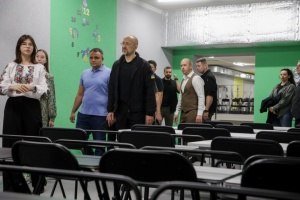 Shmyhal visits reconstructed school bomb shelter in Mykolaiv