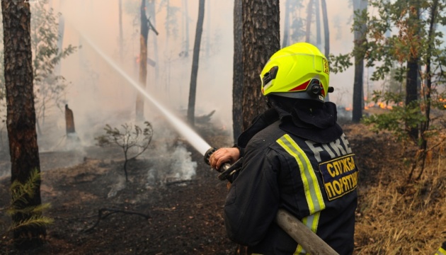 Firefighters extinguish forest fire near Kharkiv for almost day