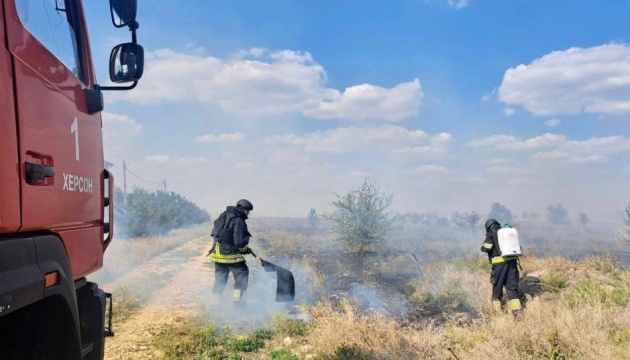 На Херсонщині ліквідували чотири пожежі в екосистемах, які виникли внаслідок обстрілів РФ