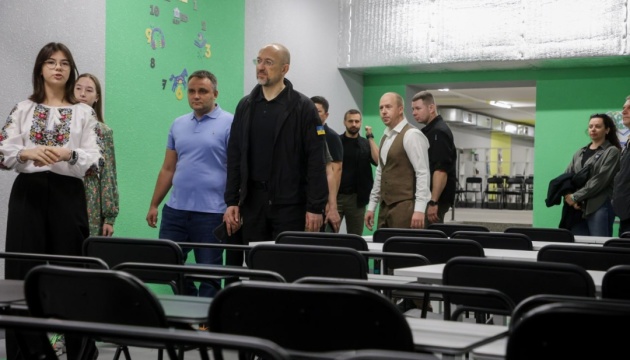 Shmyhal visits reconstructed school bomb shelter in Mykolaiv