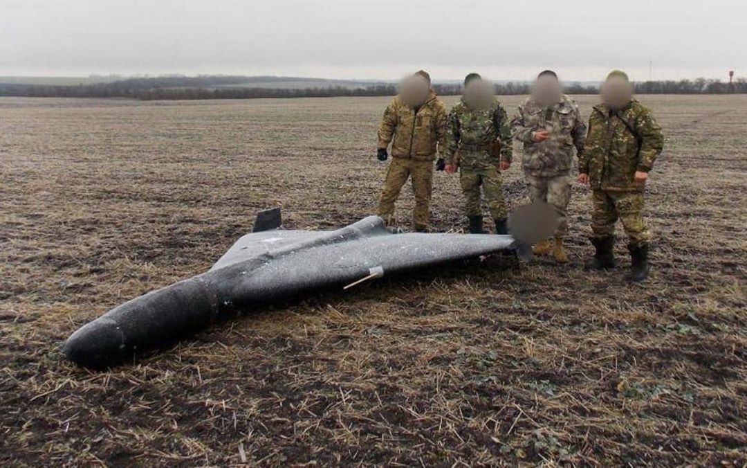 Знешкоджений російський баражуючий «Герань» (Shahed) боєприпас над Україною. Фото: Олександр Федієнко