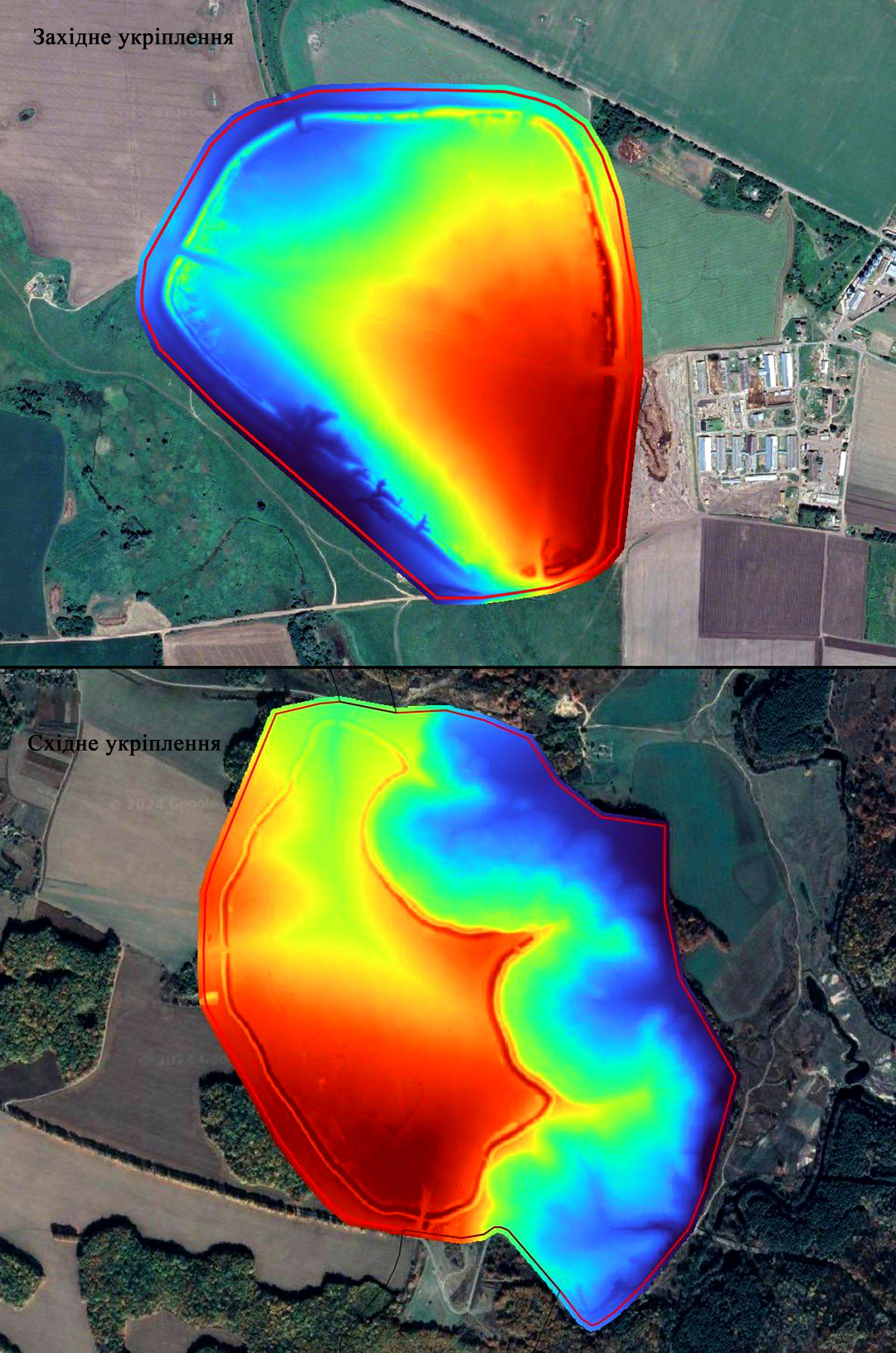 Результати LIDAR зйомки Західного та Східного укріплень Більського городища