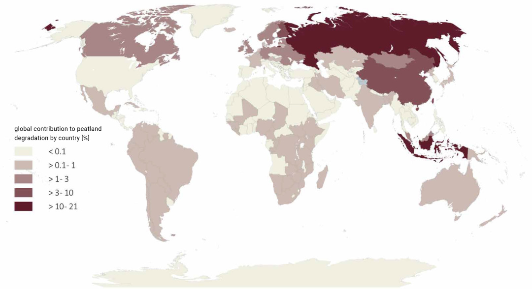 2 Розподіл деградації торфовищ на глобальному рівні [
