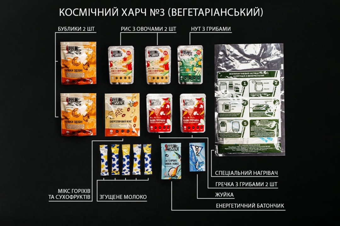 Волонтери розробляють різні приклади сухпаїв. “Космічний” вегетаріанський раціон. фото: fest.lviv.ua