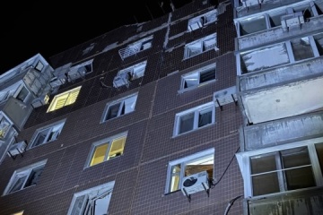 In Dnipro, drone partially destroys roof, technical floor of 9-story building