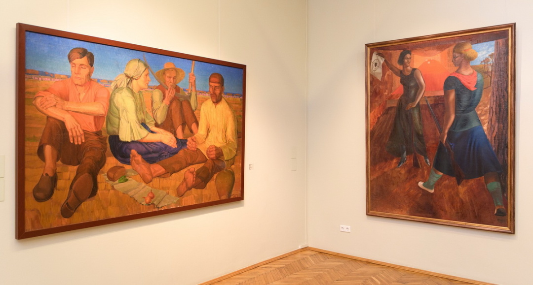 «Відпочинок» Олександра Сиротенка, учня Федора Кричевського, та картина «У тирі» Семена Йоффе. «Відпочинок» Олександра Сиротенка, учня Федора Кричевського, та картина «У тирі» Семена Йоффе.