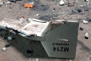 Debris from downed Russian drone falls in one of Kyiv’s districts
