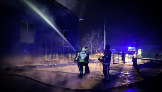 Fire caused by Russian drone attack extinguished in Kyiv region Fire caused by Russian drone attack extinguished in Kyiv region