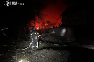Enemy shells Dobropillia overnight, damaging high-rise buildings and setting houses ablaze