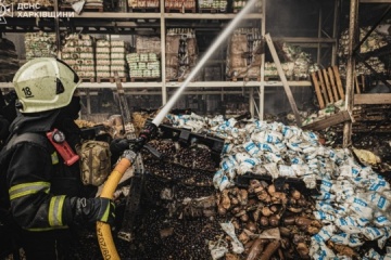 Large-scale fire caused by Russian drone strike extinguished in Kharkiv