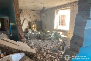 Russian drone strike damages school in Chernihiv region