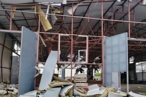 Enterprise damaged in missile strike on Kharkiv suburb