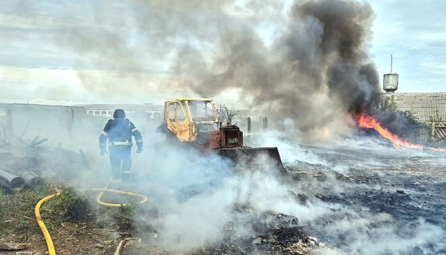 Large-scale fires in Kupiansk district following Russian airstrikes 