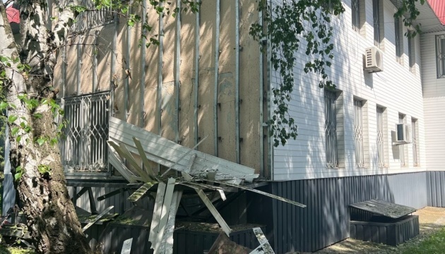 Russian attack damages tax office building in Chuhuiv