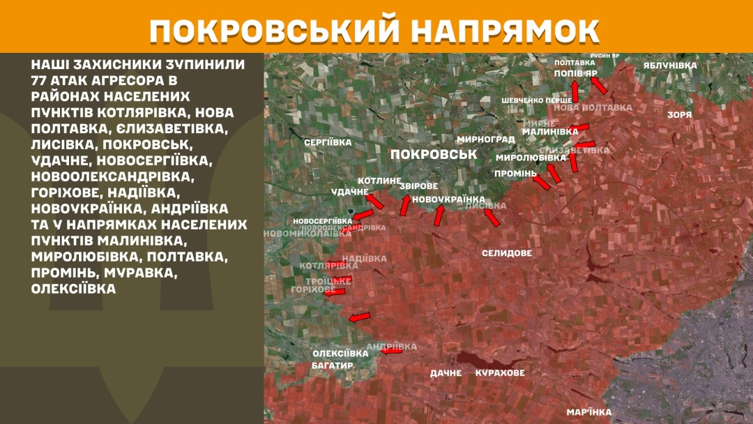 На фронті за добу сталося 212 зіткнень, найбільше атак - на Покровському напрямку