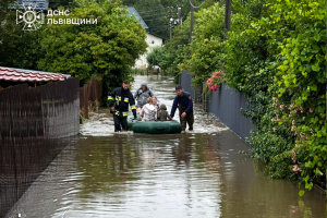 Three adults, five children rescued from flooded homes in Lviv region
