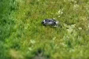 Ukrainian troops show ground drone in action