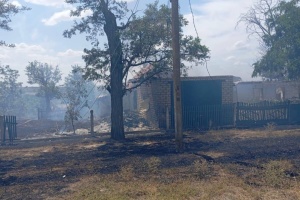 Russian shelling damages residential homes in Dudchany, Kherson region