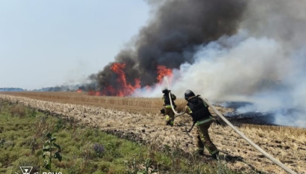 На Донеччині через ворожі обстріли вигоріли поля пшениці На Донеччині через ворожі обстріли вигоріли поля пшениці