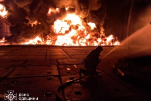 Drone attack sparks fire at energy facility in Odesa region, one injured

